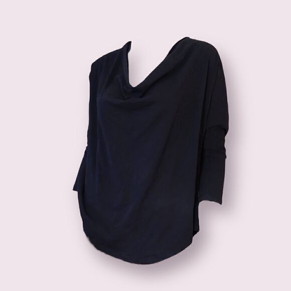 *nwt* BOBI Cowl Neck Longsleeve Navy Blue Shirt - Picture 3 of 5
